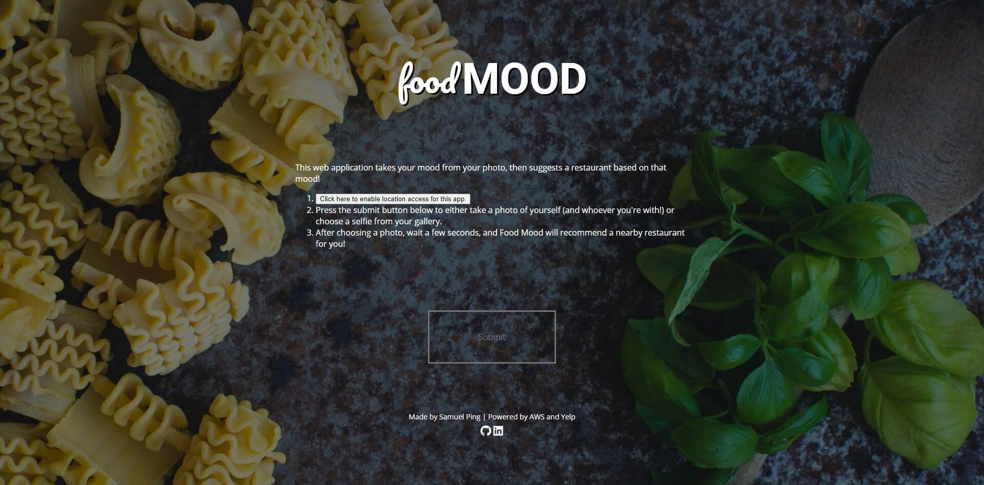 food mood v3 landing page