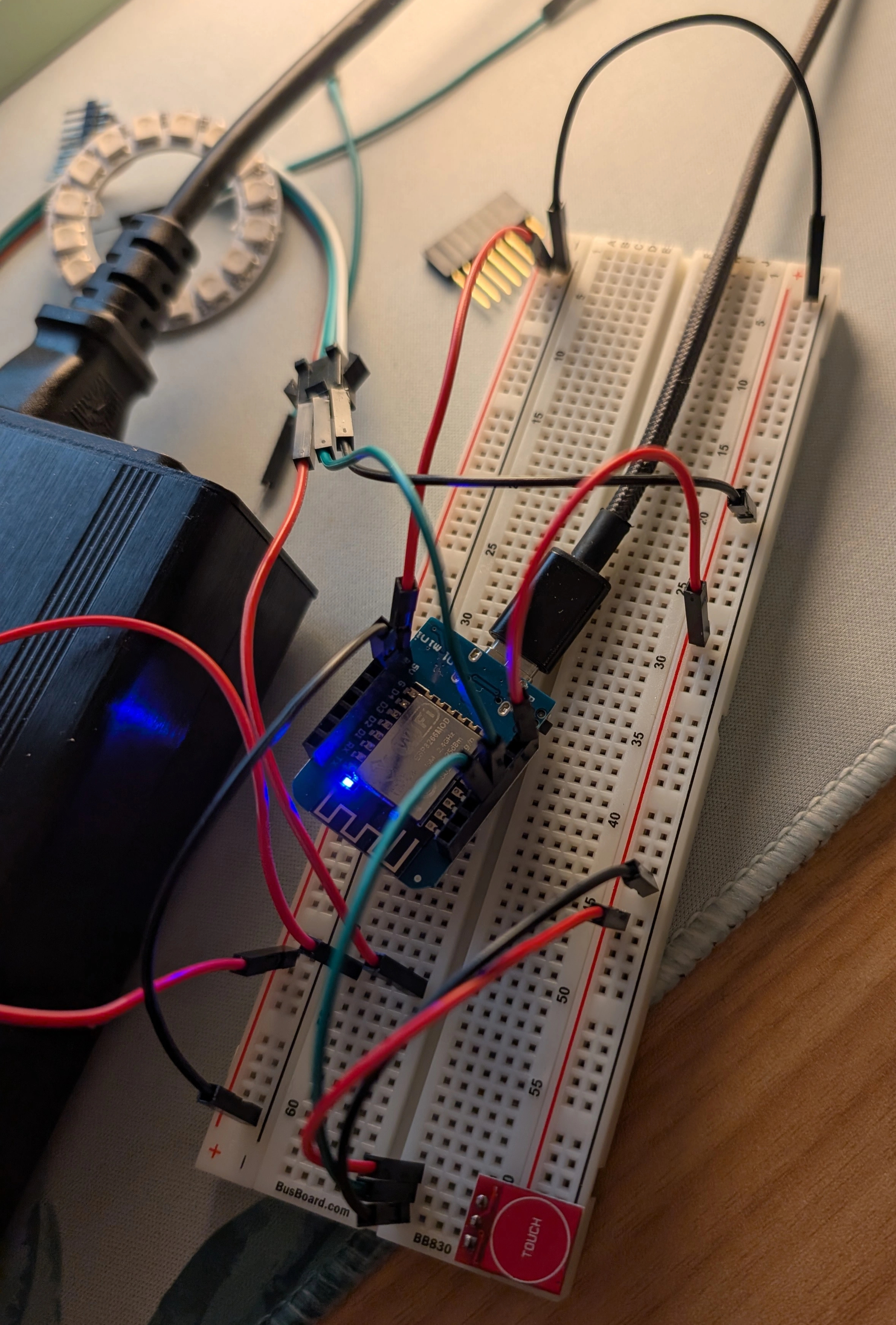 testing the button on a breadboard