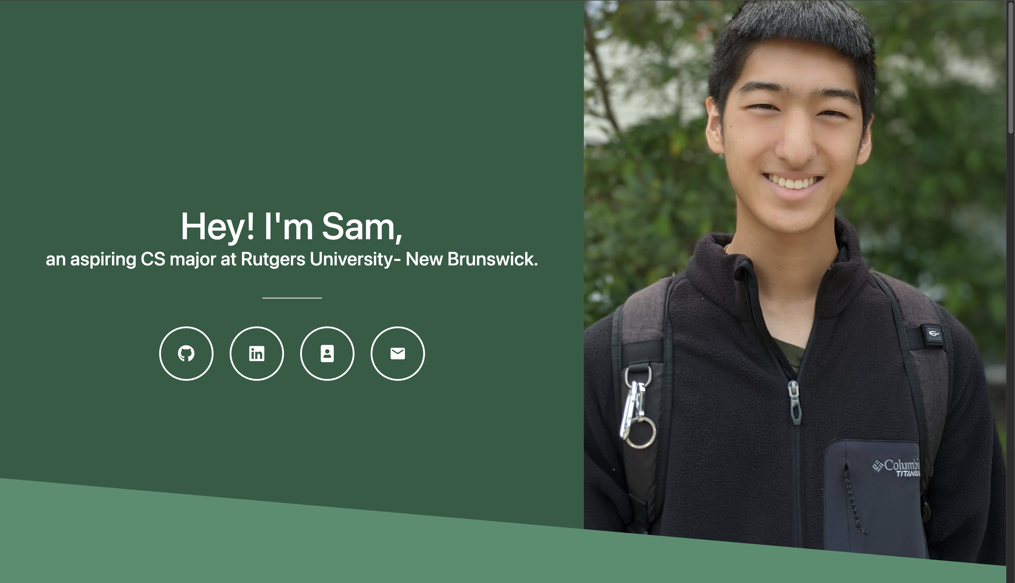 landing page of my personal website v2