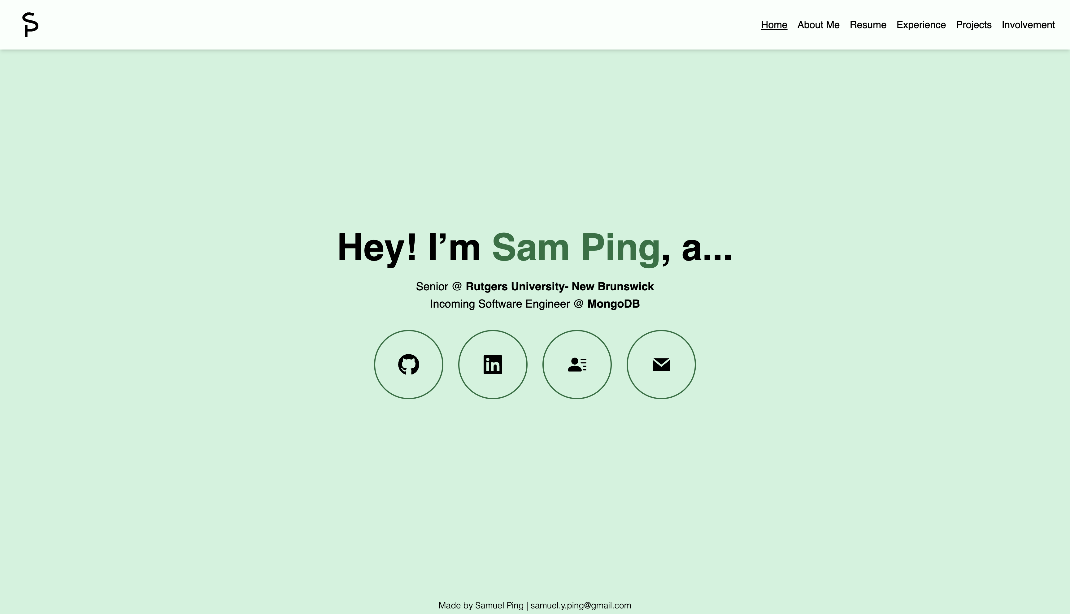 landing page of my personal website v3
